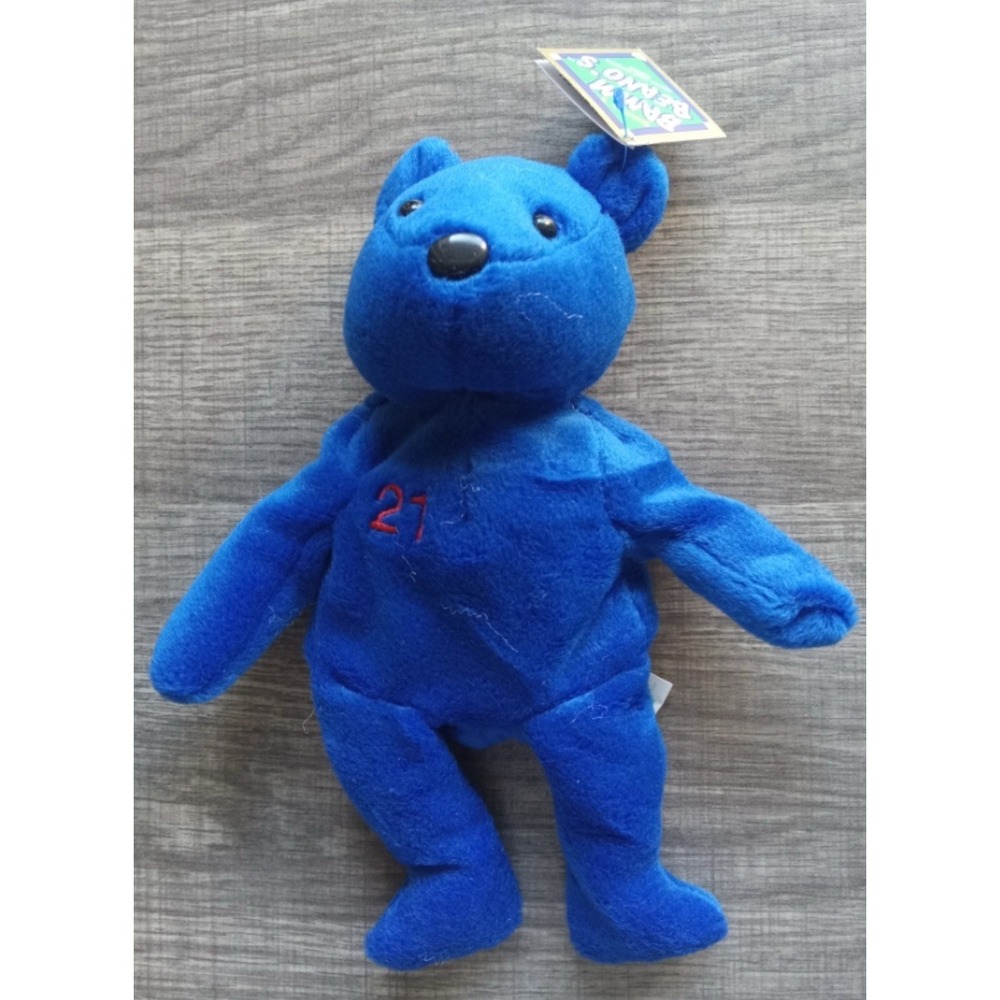 Salvinos Bamm Beanos Vintage 1998 Bear‎ Clemens Bean Bag Plush 21 Royal Blue